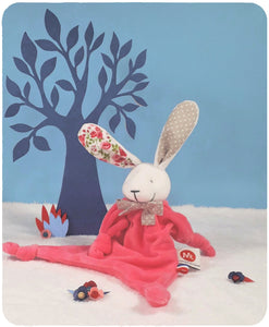 Doudou Lapin Mille fleurs rose