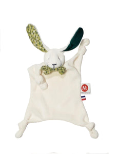 Doudou Lapin Vert et Ecru