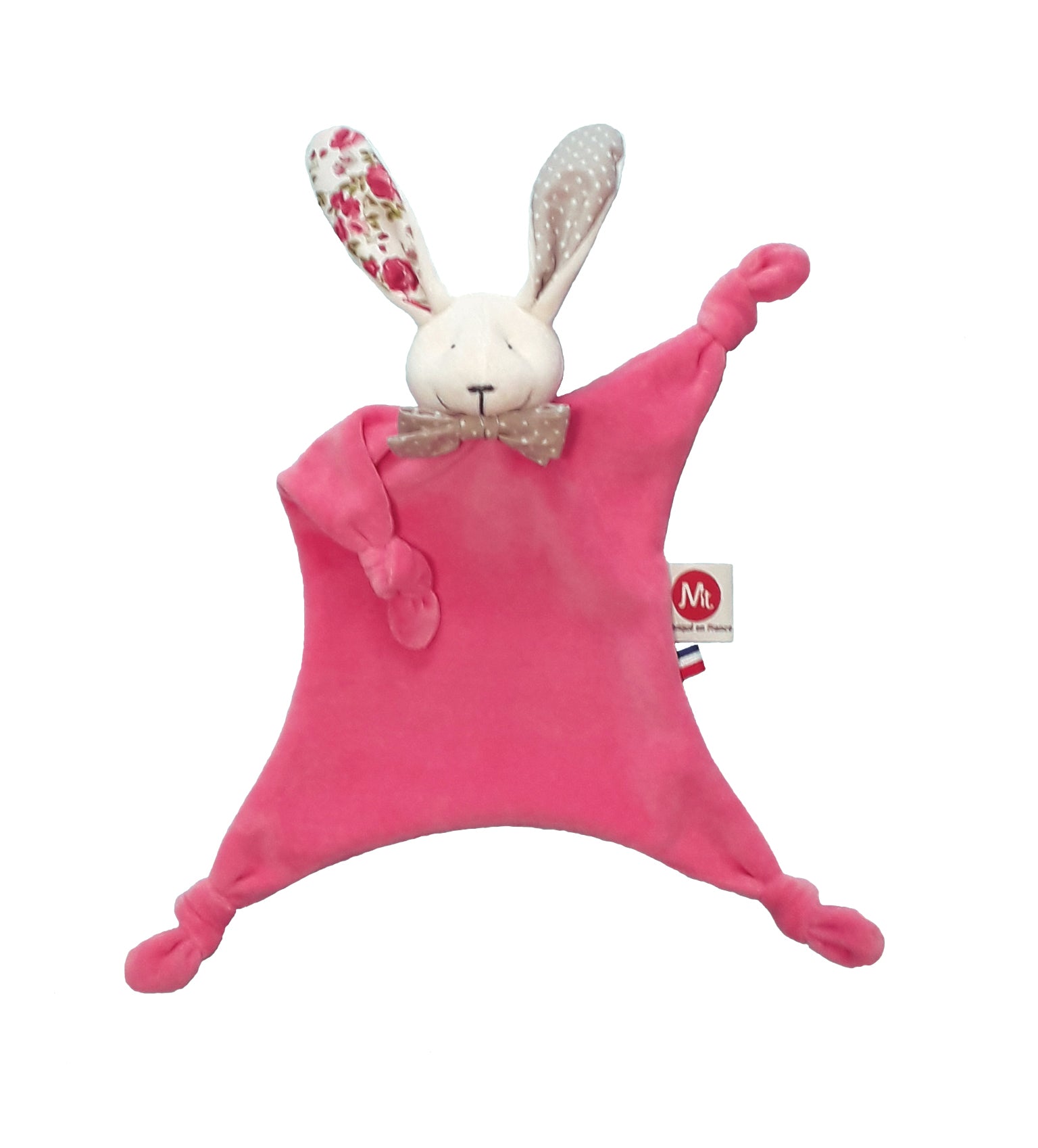 Doudou Peluche Poupée Déguisée En Lapin Ecru Marron Coeur Col Rose